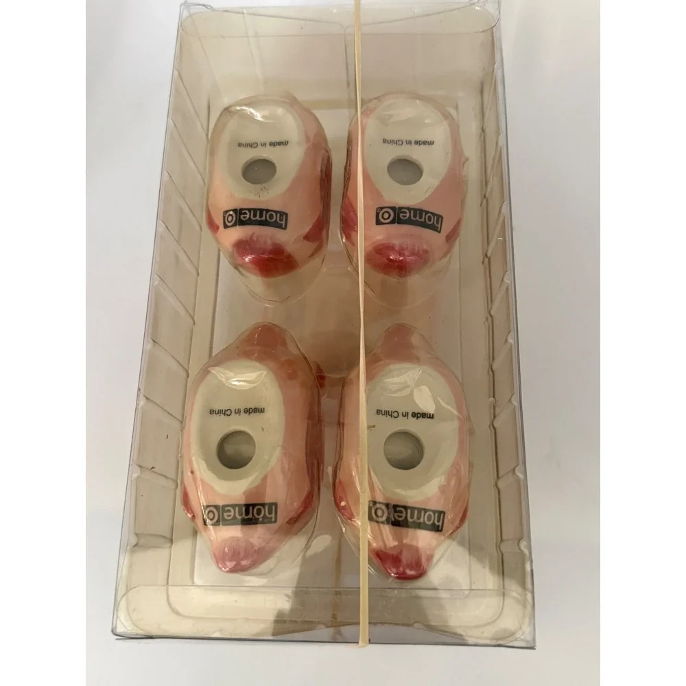 Vtg 2005 Target Home Flamingo Beach Ceramic Napkin Rings Set of 4 Pink New